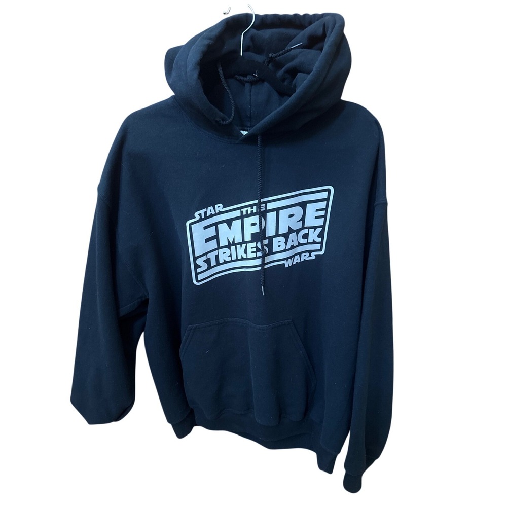 Star Wars The Empire Strikes Back Hoodie Black Gildan Heavy Blend  2000's Mens L